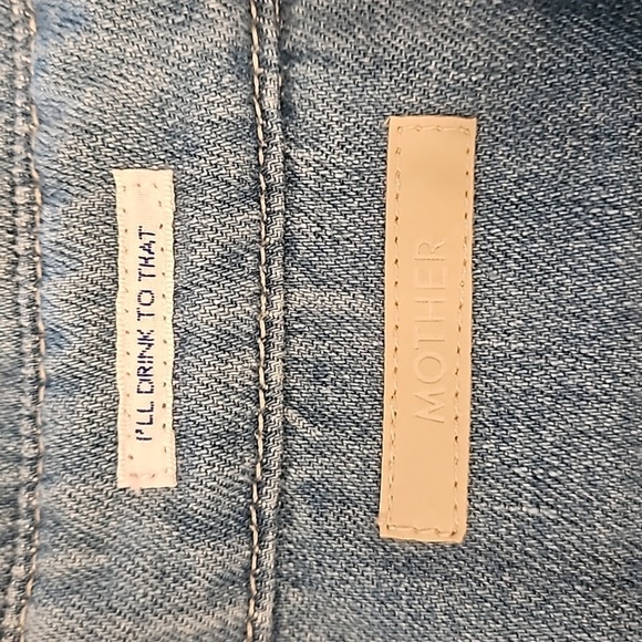 💕MOTHER💕 The Lace Up Shirt Dress ~ Salt And Lime Blue Denim Large L NWOT - Picture 13 of 16